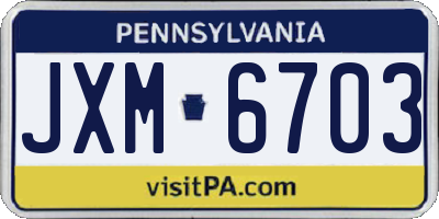 PA license plate JXM6703