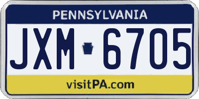 PA license plate JXM6705