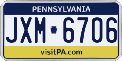 PA license plate JXM6706