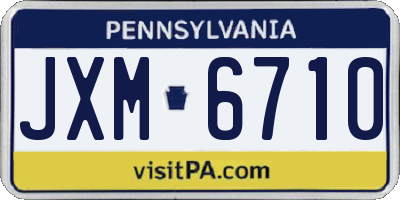 PA license plate JXM6710