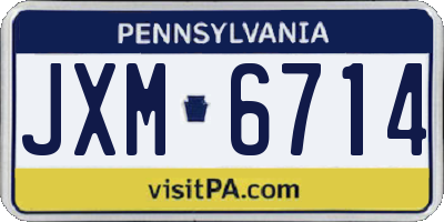 PA license plate JXM6714