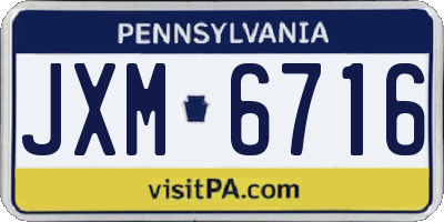 PA license plate JXM6716