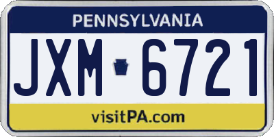 PA license plate JXM6721