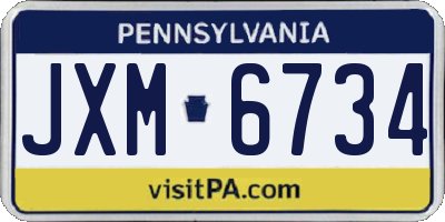 PA license plate JXM6734