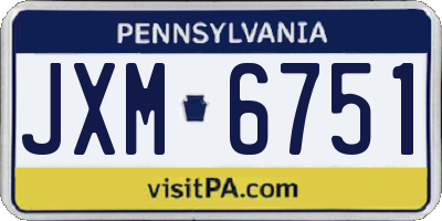 PA license plate JXM6751