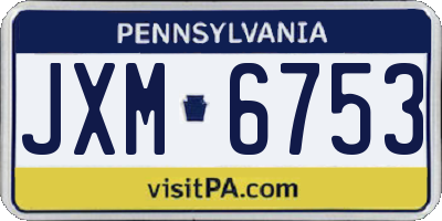 PA license plate JXM6753