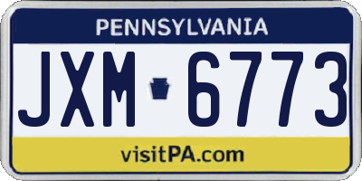 PA license plate JXM6773