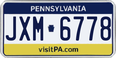 PA license plate JXM6778