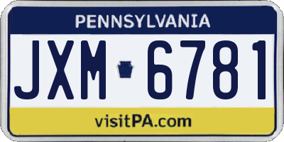 PA license plate JXM6781