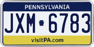 PA license plate JXM6783