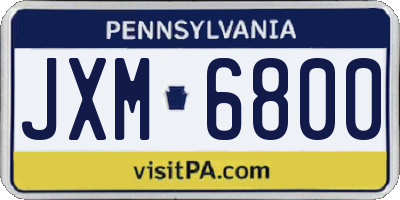PA license plate JXM6800
