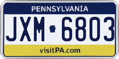 PA license plate JXM6803
