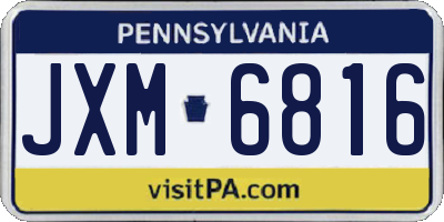 PA license plate JXM6816