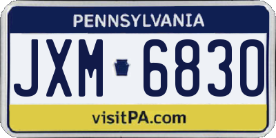 PA license plate JXM6830