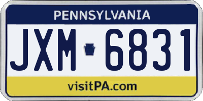 PA license plate JXM6831