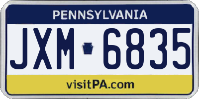 PA license plate JXM6835