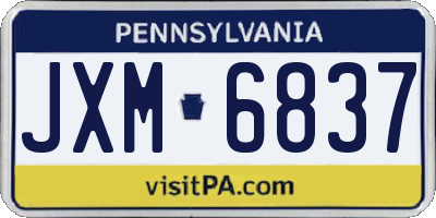 PA license plate JXM6837