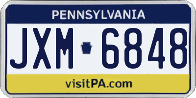 PA license plate JXM6848