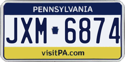 PA license plate JXM6874