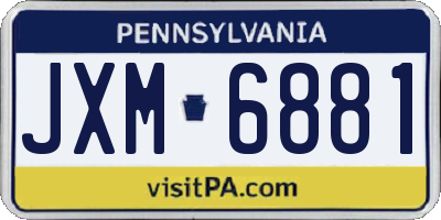 PA license plate JXM6881