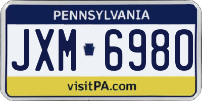 PA license plate JXM6980