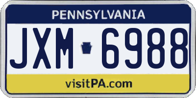 PA license plate JXM6988
