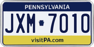 PA license plate JXM7010