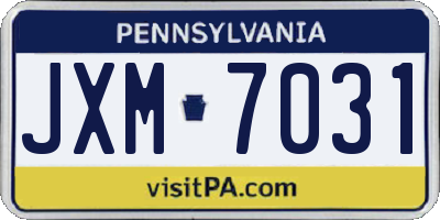 PA license plate JXM7031