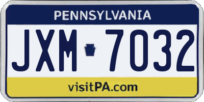 PA license plate JXM7032