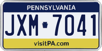 PA license plate JXM7041
