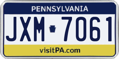 PA license plate JXM7061
