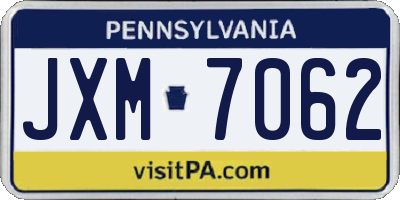 PA license plate JXM7062