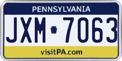 PA license plate JXM7063