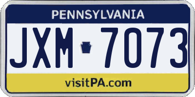PA license plate JXM7073