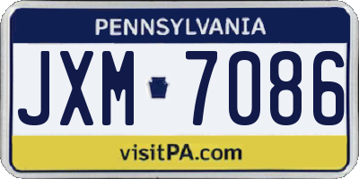 PA license plate JXM7086