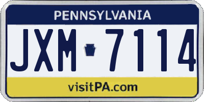 PA license plate JXM7114