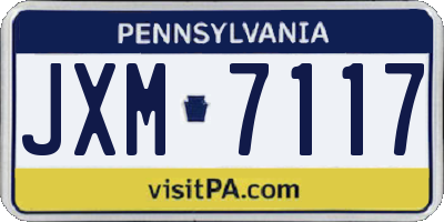 PA license plate JXM7117