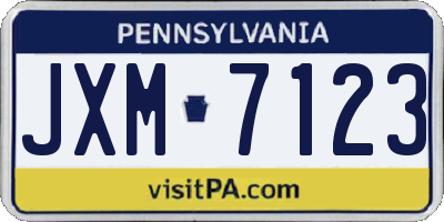PA license plate JXM7123