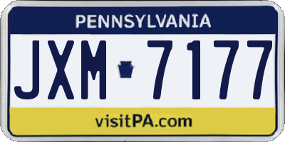 PA license plate JXM7177