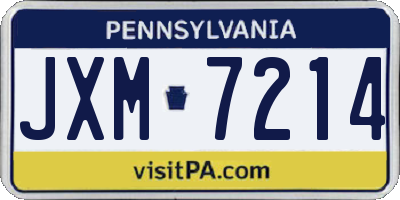 PA license plate JXM7214