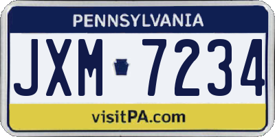 PA license plate JXM7234