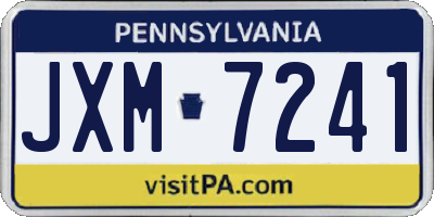 PA license plate JXM7241