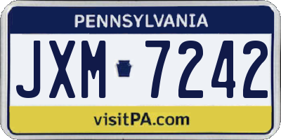 PA license plate JXM7242