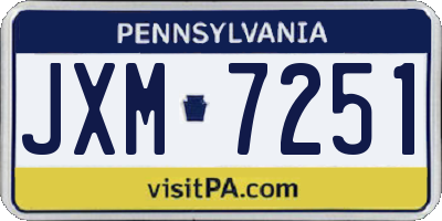 PA license plate JXM7251