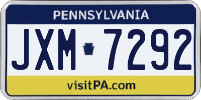 PA license plate JXM7292