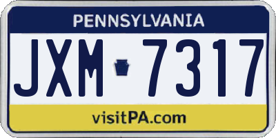PA license plate JXM7317