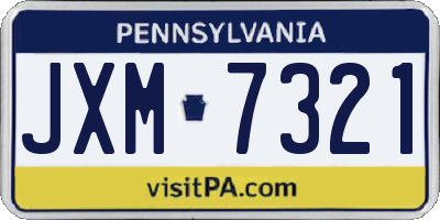 PA license plate JXM7321