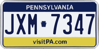 PA license plate JXM7347