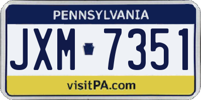 PA license plate JXM7351