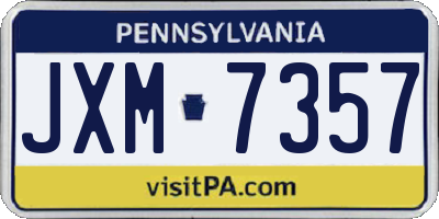 PA license plate JXM7357